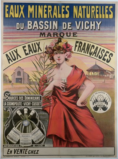 Poster pubblicitario delle acque minerali naturali del bacino di Vichy da French School