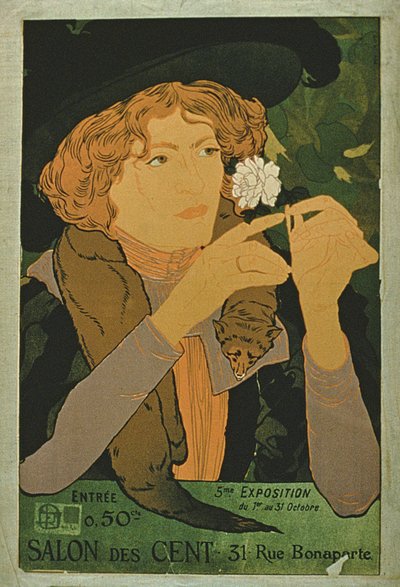 Poster pubblicitario per la quinta esposizione del Salon Des Cent, Parigi da French School