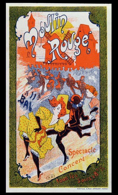 Poster pubblicitario del Moulin Rouge da French School