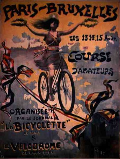 Poster pubblicitario della Corsa Ciclistica Amatoriale Parigi-Bruxelles da French School