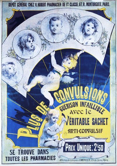 Poster pubblicitario dei Veritable Sachets Anti-Convulsif da French School