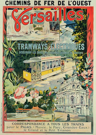 Poster pubblicitario per il tram elettrico a Versailles da French School