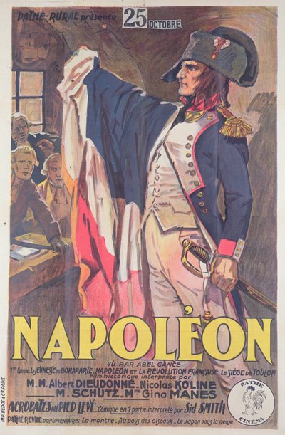 Poster pubblicitario del film, Napoleone, scritto da Abel Gance da French School