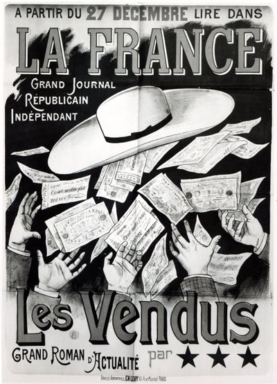 Poster pubblicitario del romanzo Les Vendus riguardante l
