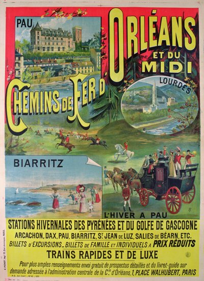 Poster pubblicitario delle ferrovie di Orleans e Midi, Francia da French School