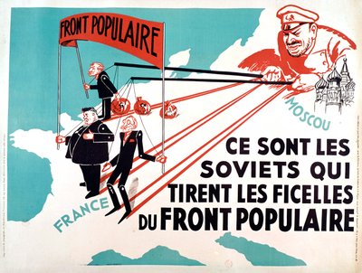 Manifesto raffigurante Edouard Herriot, Leon Blum come marionette di Mosca, 1936 circa (manifesto) da French School