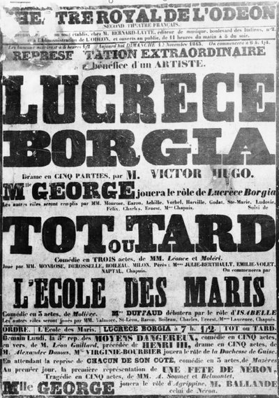 Poster per la rappresentazione di Lucrezia Borgia all