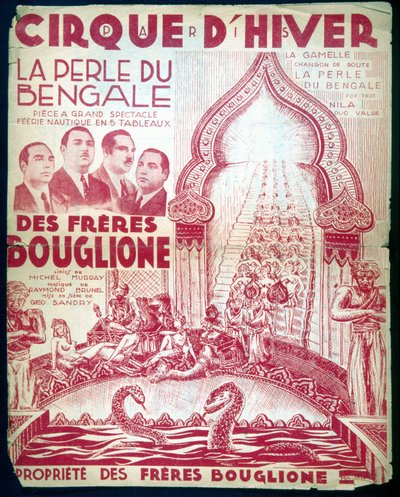 Poster per lo spettacolo dei fratelli Bouglione "La perla del Bengala" al Cirque d