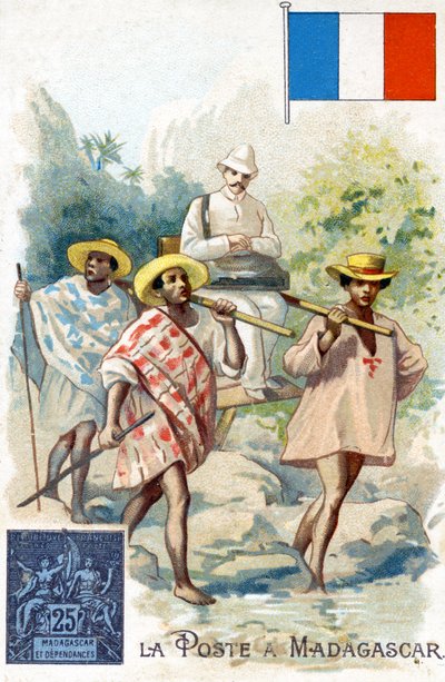 Postino che consegna la posta in Madagascar, fine XIX secolo da French School