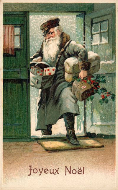 Postino con lettere e pacchi di Natale da French School