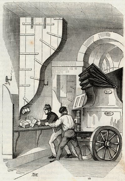 Poste: il carico della posta - Incisione in "Tableau-de-Paris" di Edmond Texier 1852 da French School