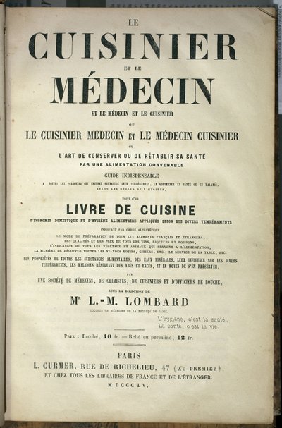 Pagina di presentazione del libro “Il cuoco e il medico, l