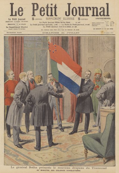 Il Primo Ministro Louis Botha presenta la nuova bandiera della Colonia del Transvaal alla colonia britannica da French School