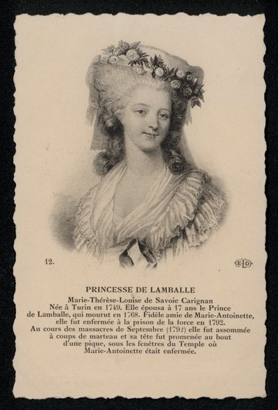 Principessa De Lamballe da French School