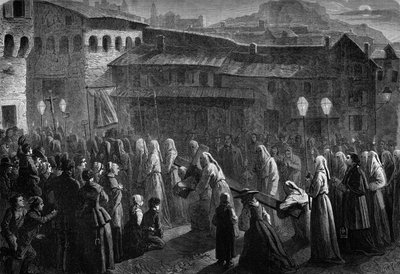 Processione dei Penitenti di Confalais, raduno religioso del sud della Francia a Puy en Velay, Haute Loire (43) da French School