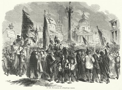 Proclamazione della Repubblica Romana, Italia, 9 febbraio 1849 da French School