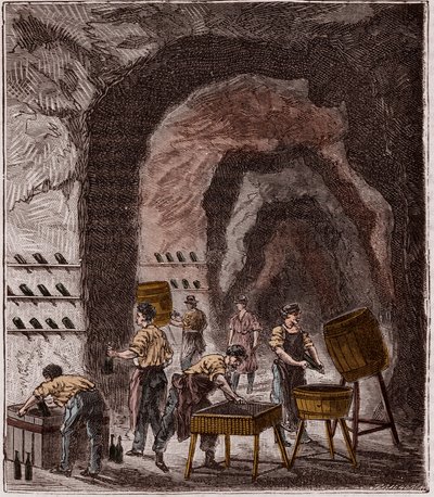 Produzione di champagne - Incisione in 