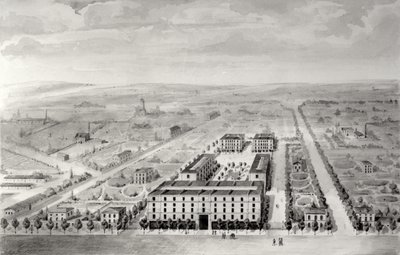 Progetto per lo sviluppo abitativo di Napoleone, 58 rue Rochechouart, Parigi, 1849 da French School
