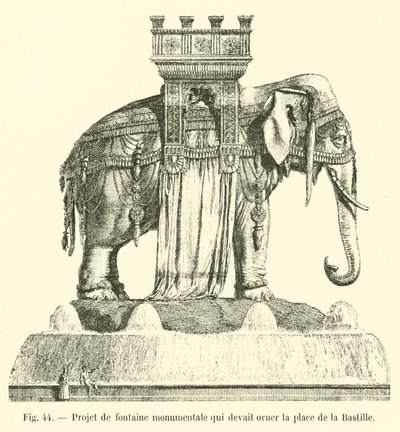 Progetto di fontana monumentale che doveva ornare la piazza della Bastiglia da French School