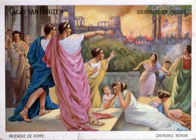 Cartolina promozionale per il cioccolato da bere Cacao van Houten che illustra l