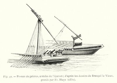 Prua di galee, armate di sperone; secondo i disegni di Breugel il Vecchio, incisi da Fr Huys da French School