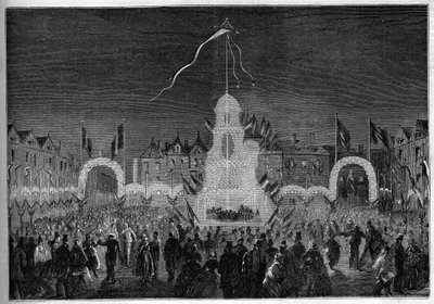 Illuminazioni pubbliche e balli per la festa del 15 agosto. Abbeville, Somme (80) da French School