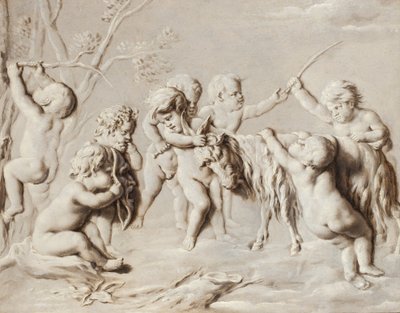 Putti che giocano con la capra Amaltea da French School