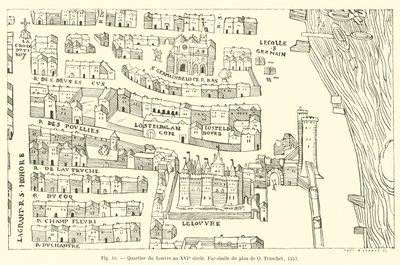 Quartiere del Louvre nel XVI secolo da French School