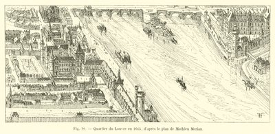 Quartiere del Louvre nel 1615, secondo il piano di Mathieu Merian da French School