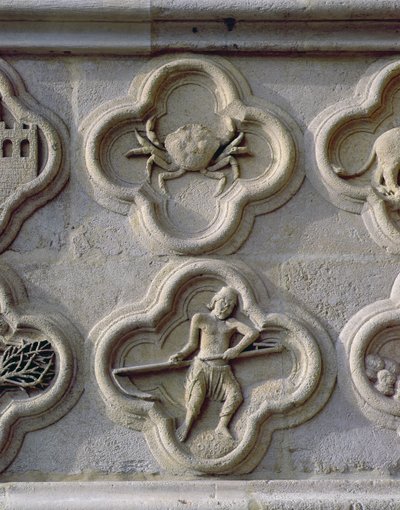 Quadrifogli che raffigurano il Cancro e Giugno, c.1220 da French School