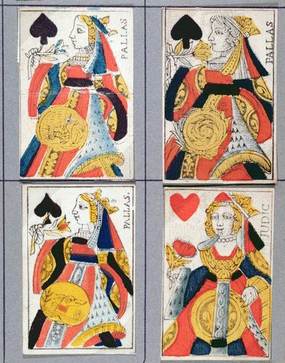 Regina di Picche e Regina di Cuori, carte da gioco, XVII - XVIII secolo da French School
