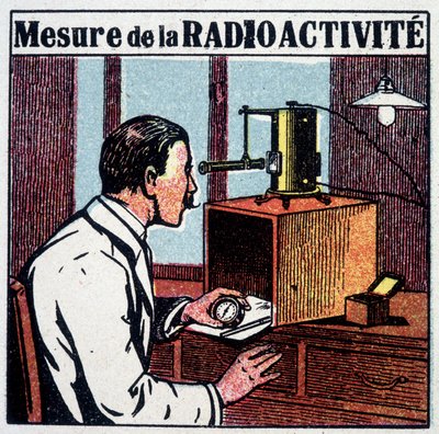 Misurazione della radioattività - incisione, XX secolo da French School