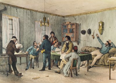 Sala di lettura della prigione di Sainte-Pelagie, Parigi, c. 1840 da French School