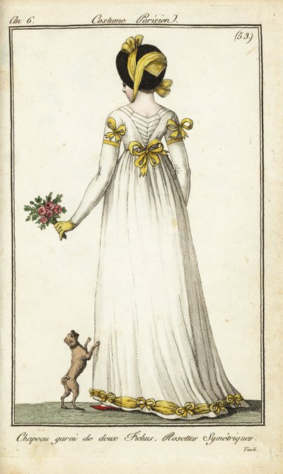Vista posteriore di una donna alla moda ai Giardini di Tivoli da French School