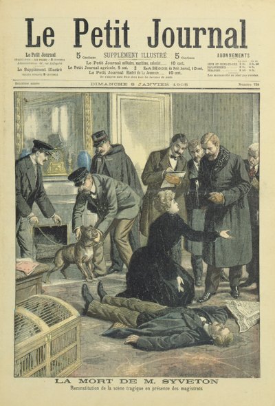 Ricostruzione della morte di Gabriel Syveton, illustrazione di copertina da Le Petit Journal, 8 gennaio, 1905 da French School