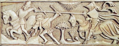 Rilievo che raffigura cavalieri in combattimento, (dettaglio) da French School