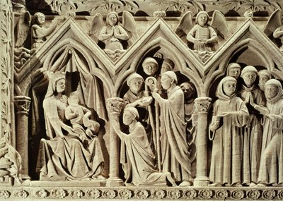 Rilievo raffigurante la Presentazione dei Monaci alla Vergine da parte di San Etienne di Aubazine, dalla Tomba di San Etienne da French School