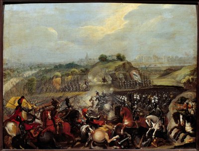 Guerre di religione: Enrico IV alla battaglia di Ivry il 14 marzo 1590 da French School