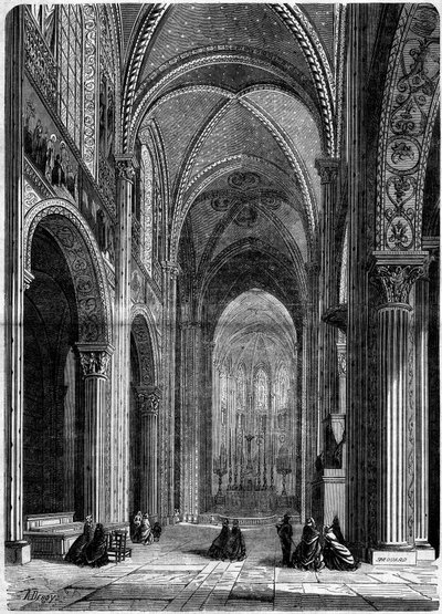 Architettura religiosa: vista interna della chiesa di Saint Germain des Pres, a Parigi da French School