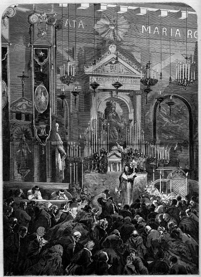 Cerimonia religiosa durante il mese di Maria (maggio), Parigi da French School