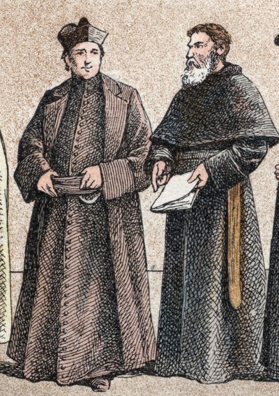 Costumi religiosi: ritratto di un gesuita e di un fratello assunzionista da French School