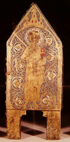 Cassa reliquiario di San Calminio, (dettaglio) di San Paolo con una spada e un libro, Limoges da French School