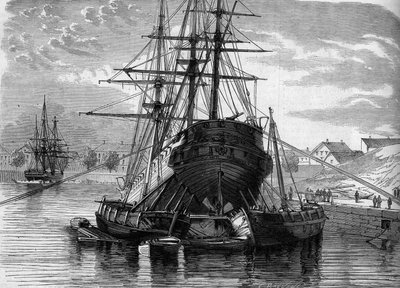 Riparazione di una nave (il piroscafo "Vera Cruz"): solleviamo la parte posteriore per mettere l