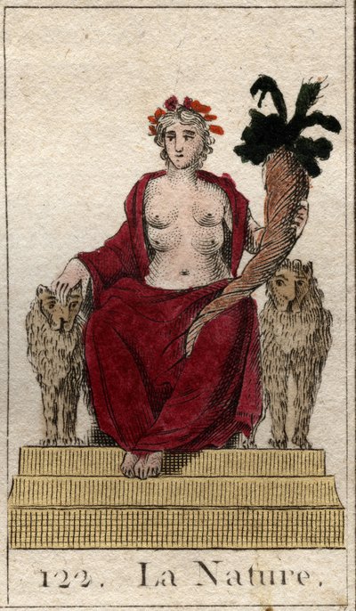 Rappresentazione della Natura come una donna su un trono con una cornucopia, con molti seni per nutrire tutti gli esseri. Da 