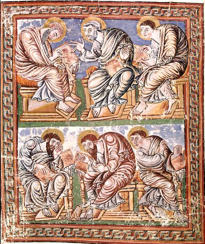 Rappresentazione di sei apostoli, miniatura carolingia della scuola di Reims tratta da 
