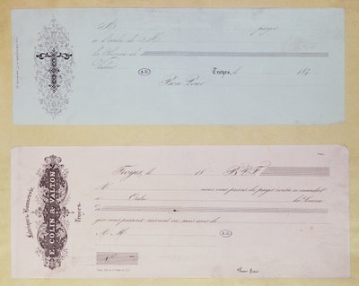 Richieste di pagamento, emesse a Troyes negli anni 1840 da French School
