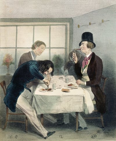 Ristorante in rue Saint-Jacques a Parigi, c.1840 da French School