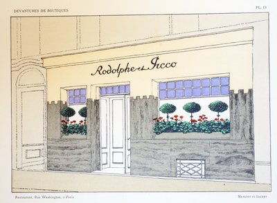 Ristorante, Tavola 13, illustrazione da Devantures de Boutiques di Louis-Pierre Sezille, Parigi, 1927 da French School