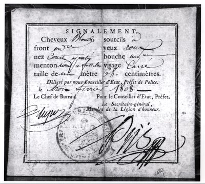 Retro di una carta di sicurezza, 1808 da French School