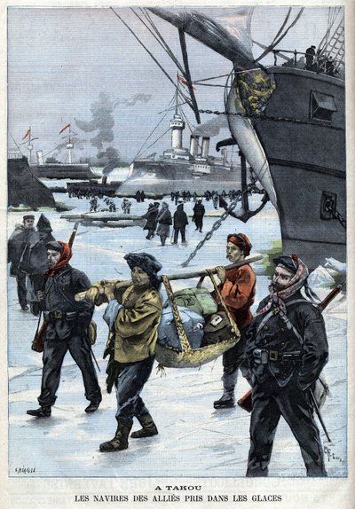 Rivolta dei Boxer (1898-1900) le navi degli alleati nel ghiaccio Atakou da French School